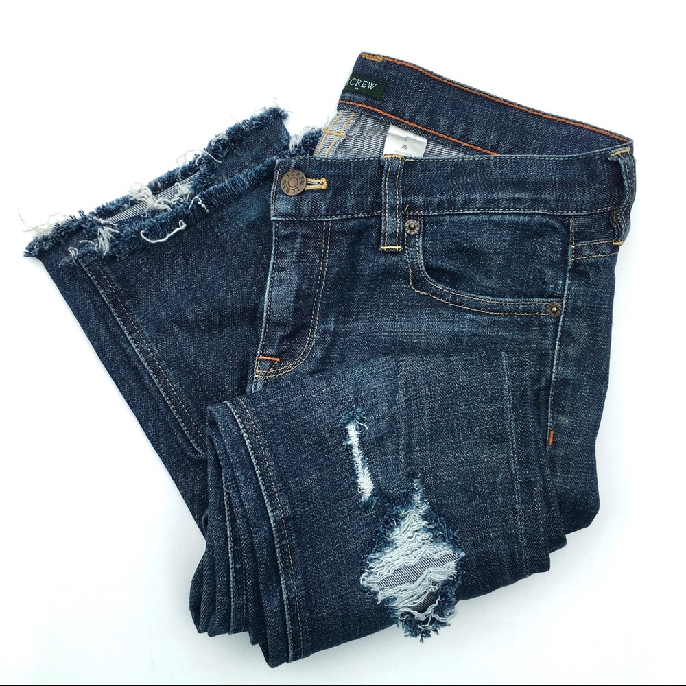 J Crew Matchstick Raw Hem Distressed Jeans
